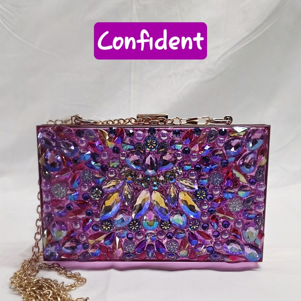 Handmade Pearl Chaos Pink Transparent Acrylic Clutch - Confident